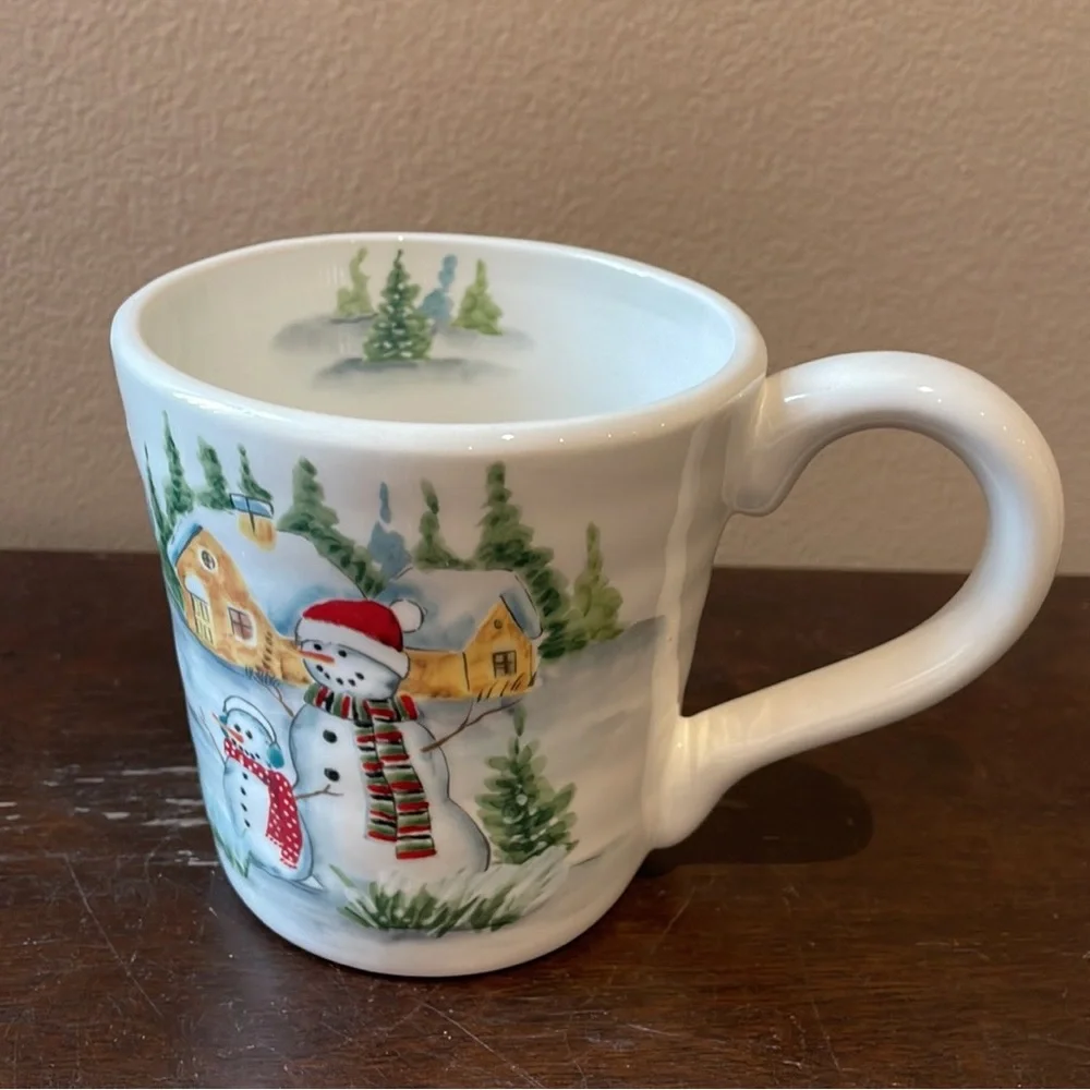 Maxcera Coffee Mugs Set Of 2 Cups New Christmas Trees Snowman Family - Picture 5 of 6